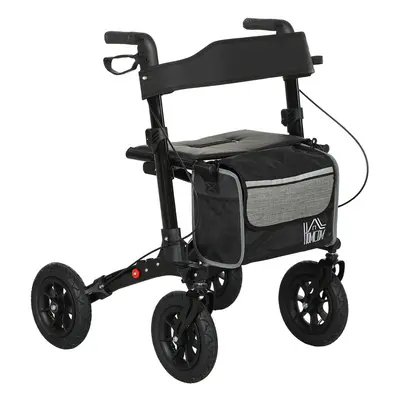 HOMCOM Rollator Walker with Padded Seat, Backrest, All-terrain Wheels