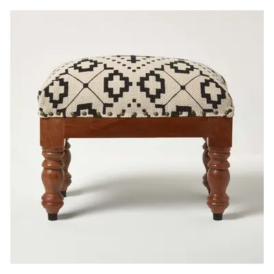 (50 x x cm) Reva Black Geometric Footstool