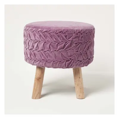 (Lilac Pink) Lyla Pleated Velvet Footstool, cm Tall