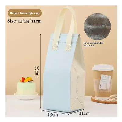 (Light blue single cup; insulation bag) Takeaway Dedicated Tin Foil Bag Pockets, Catering Coffee