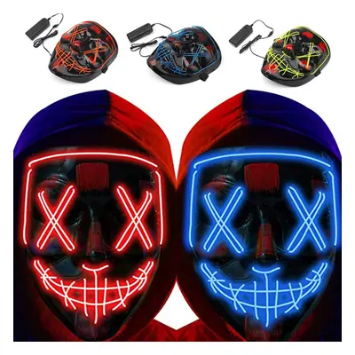 (Red) LED Halloween Mask Light Up Purge Mask Cosplay