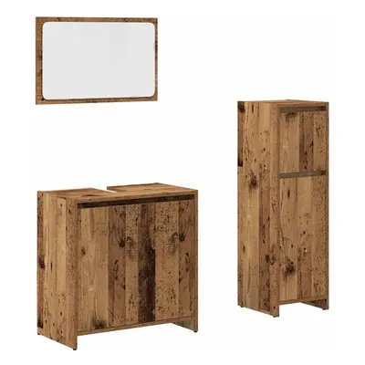 (old wood) vidaXL Bathroom Furniture Set Piece Engineered Wood Organiser Multi Colours