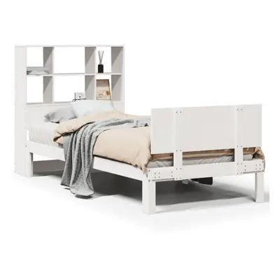 vidaXL Bookcase Bed without Mattress Bed Base White 100x200cm Solid Wood Pine