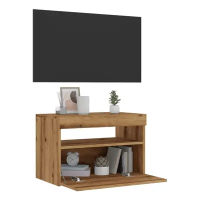 vidaXL TV Cabinet with LED Lights Artisan Oak 60x35x40 cm Engineered Wood