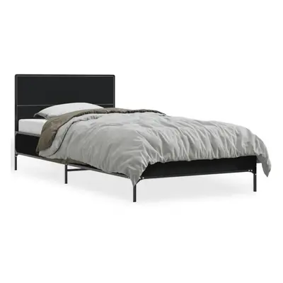 (black, x cm) vidaXL Bed Frame Home Bed Base Smoked Oak 140x190 cm Engineered Wood and Metal