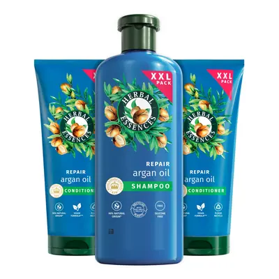 Argan Oil Shampoo and Conditioner Set for Dry, Curly or Wavy Hair. Helps to hydrate, soften and 