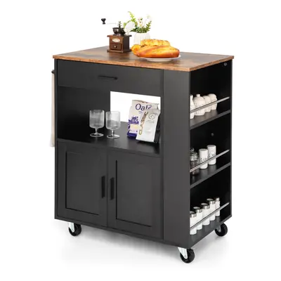 Rolling Kitchen Island Cart Mobile Serving Trolley with Spice Racks