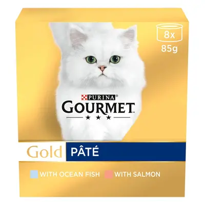 Gourmet Gold Senior Mousse with Salmon Cat Food 8x85g, Pack of