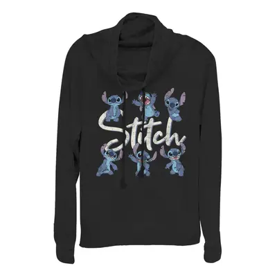 Disney mens Lilo & Stitch Stitch Poses Women's Long Sleeve Cowl Neck P