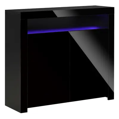 HOMCOM Modern High Gloss RGB LED Cabinet Cupboard Sideboard Console Black