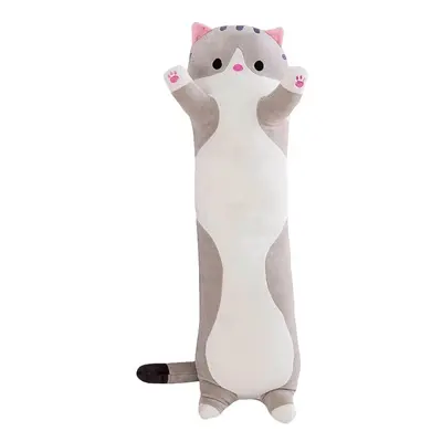 (Gray, 70cm/27.5in) Long Cat Plush Toy Soft Stuffed Kitten Pillow Kids Sleeping Pillow Home Deco