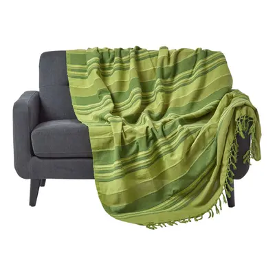 (225 x cm, Green) Cotton Morocco Striped Throw