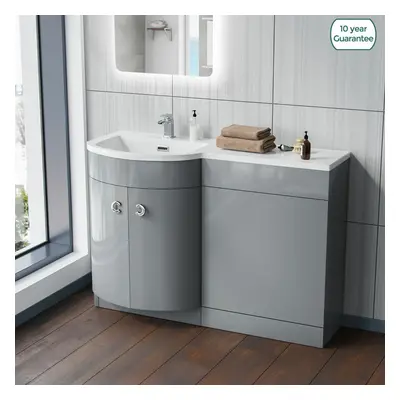 Dene Bathroom Basin Sink Vanity Grey Unit Furniture Cabinet LH 1100mm