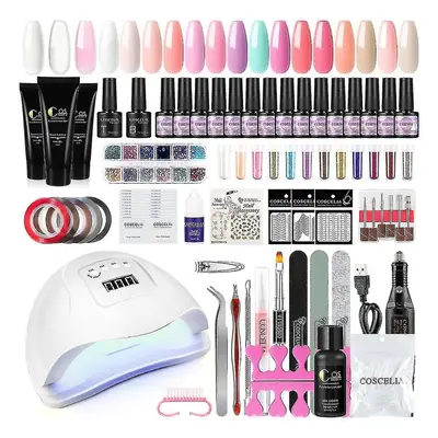 Uv Nail Polish Gel Starter Set With 80w Uv-led Lamp