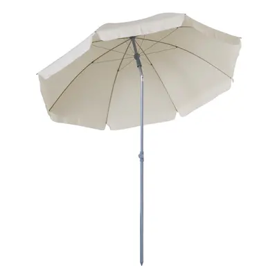 Outsunny 2.2m Tilt Garden Parasol Beach Umbrella Patio Sun Shade Cream White