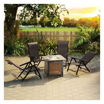 Outsunny Set of Outdoor Rattan Folding Chair w/ Adjustable Backrest Brown