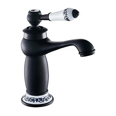 Luxury Victorian Basin Mixer Taps Black Mono Bathroom Cloakroom Sink Tap Hot and Cold Classic Fa