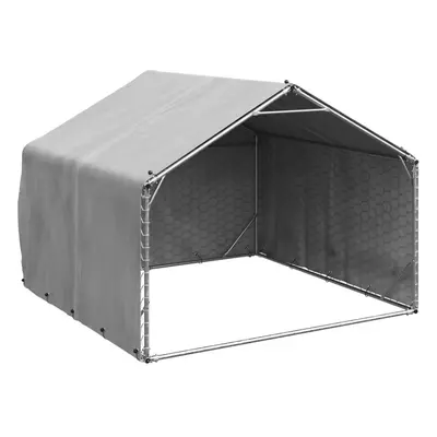 (2 x x 1.5 m) vidaXL Outdoor Dog Kennel with Cover 2x2x1.5 m Galvanised Steel