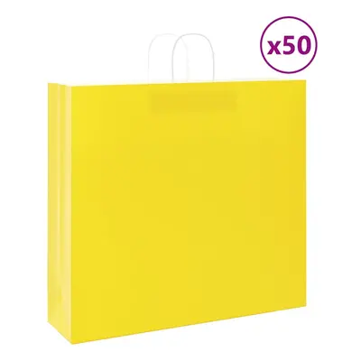 (yellow, x x cm) vidaXL Paper Bags pcs with Handles Brown 15x8x21 cm Grocery Paper Gift Bag