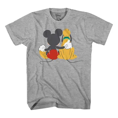 Disney Mickey Mouse & Pluto Back Disneyland World Tee Funny Humor Adul