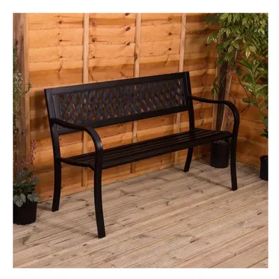 (Lattice) Seater Garden Bench Metal Seat Armrests