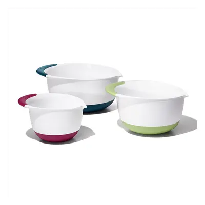 OXO Plastic Good Grips 3-Piece Mixing Bowl Set with Red/Green/Blue Handles