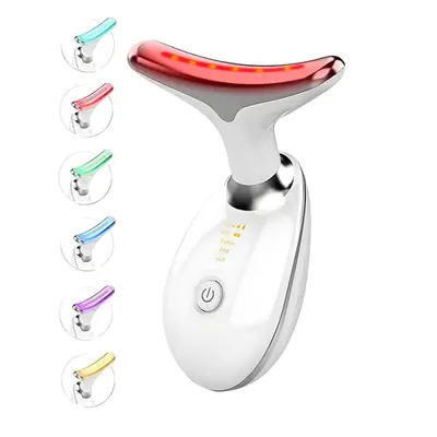 Chronus Face and Neck Massager Red Light Facial Beauty in Color LED Face Sculptor Neck(white)