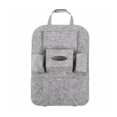 (Grey) Car Seat Back Multi Pocket Tidy Tablet Holder Travel Storage Bag Universal Accessory