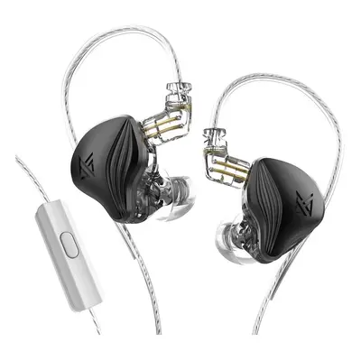 (Black, With Mic) Static Electrostatic Driver Dynamic Drive Earphone Hi-Fi Bass Earbud Sport Noi