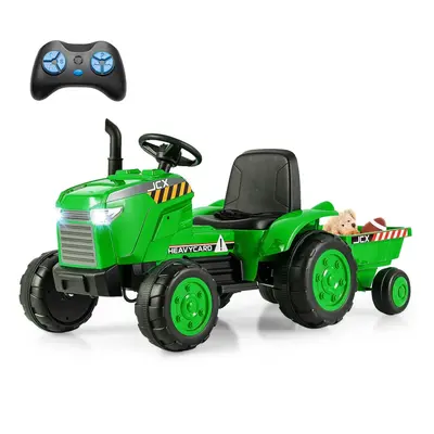 12V Kids Ride On Tractor Toddlers 2-in-1 Electric Toy Car with Trailer