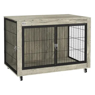 PawHut Dog Crate Furniture on Wheels, for Large Dogs, x x 73.5cm