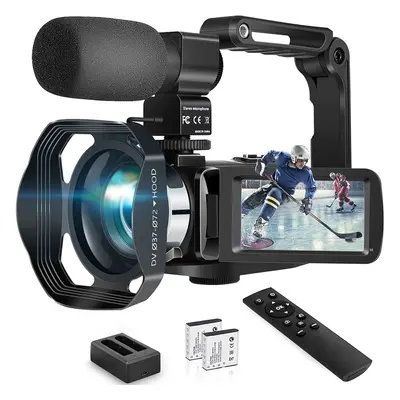 4K Camcorder, Video Camera for YouTube Ultra HD 60FPS 48MP with Camcorder Microphone, Video Reco