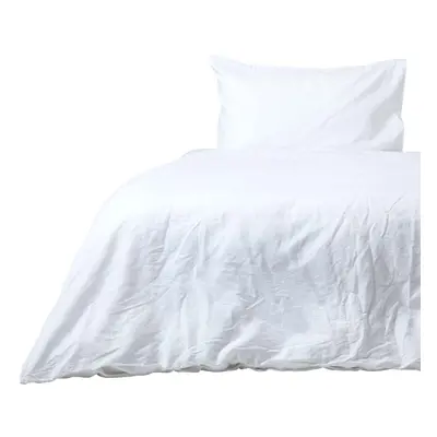 (King, White) Soft Linen Plain Duvet Cover with Pillowcase