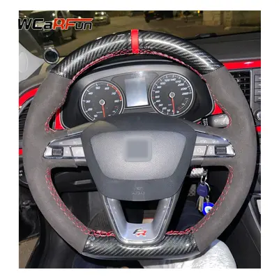 (style 01) Custom Leather Suede Car Steering Wheel Cover For Seat Leon Cupra R Leon ST Cupra Leo