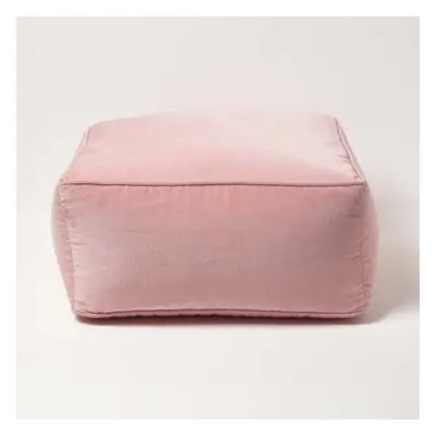 (Pink) Velvet Pouffe Bean Cube