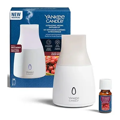 Yankee Candle Ultrasonic Aroma Diffuser Kit | Black Cherry Aroma Diffuser Oil | LED Colour Chang