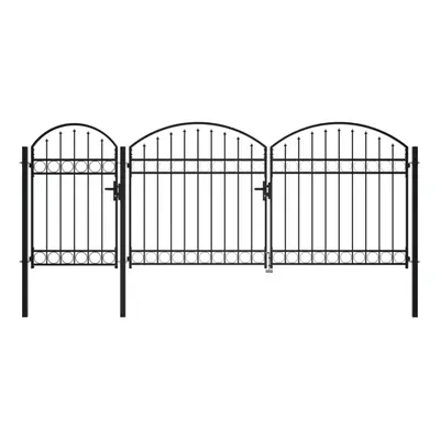 (2.25 x m) vidaXL Garden Fence Gate with Arched Top Steel Black Yard Gates Multi Sizes