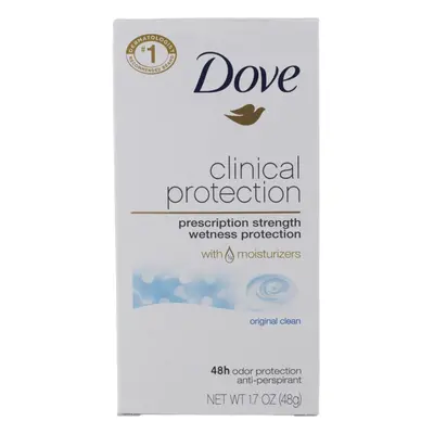 Dove Clinical Protection Antiperspirant/Deodorant, Original Clean, Stick, 1.7 Ounce (Pack of 2)