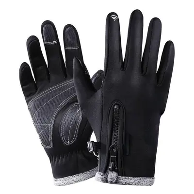 (Black, XL) Unisex Winter Fleece Thermal Glove