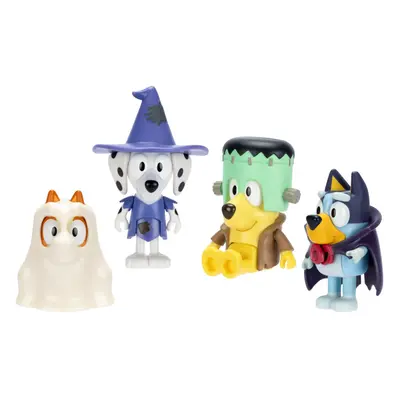 Bluey Figure 4-Packs Halloween 2.5"" Poseable Figures of Bluey Bingo Chloe & Lucky Dressed in Ha