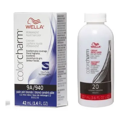 (9A+Dev (Vol. 20) 3.6oz) Wella 12C Ultra Light Blonde Color Charm Permanent Hair Colour