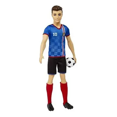 Barbie Ken Soccer Doll, Cropped Hair, Colorful #10 Uniform, HCN15