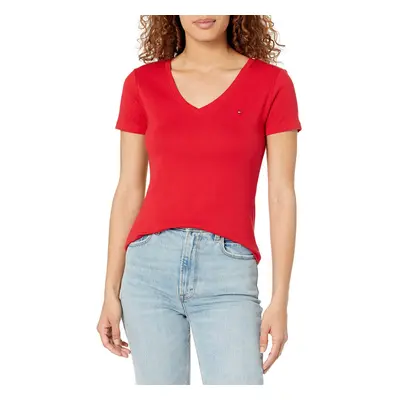 Tommy Hilfiger Women's V-Neck Tee Scarlet Small