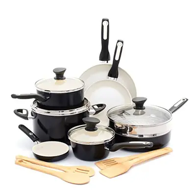 GreenPan Rio Healthy Ceramic Nonstick, Cookware Pots and Pans Set, Piece, Black