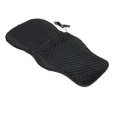 (Black) 12V Heated Plush Car Seat Cushion Cover Heating Heater Warmer Pad Winter