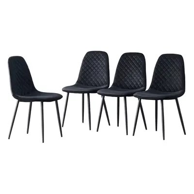 (Black, 4PCS Dining Chair) 2/4PCS Velvet Dining Chairs Breakfast Metal Legs