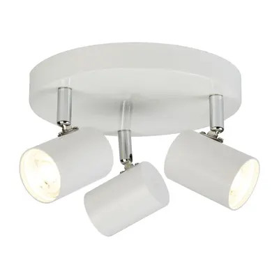 Searchlight Adjustable White & Chrome Cylinder Head Spot Plate Ceiling Light