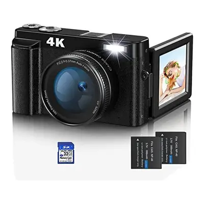 Digital Camera,Jumobuis 4K 48MP Autofocus Vlogging Camera with 32G Memory Card 16X Digital Zoom,