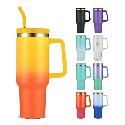 (Sunshine color, 1200ML) Cross Border Specialized 40oz Handle Car Cup, Stainless Steel Large Cap