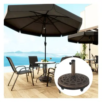 Outsunny 21kg Resin Garden Parasol Base Umbrella Stand with Wheels